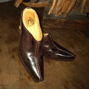Lucchese Western brown leather mule